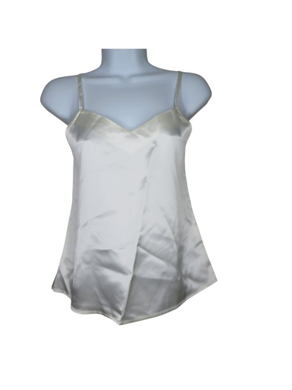 Vintage White Satin Cami Top Medium Acetate Made in USA NEW
